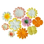 Набір кольорових квітів із шовковичного паперу 10 шт., колір світло- жовтий і кремовий