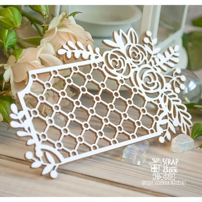 Чипборд ScrapBox - Ажурна ґратка з квітами Hb-035
