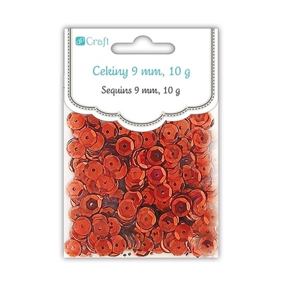 Пайетки круглые 9 мм, 10 г, цвет красный металлик, TM dpCraft (Dalprint)