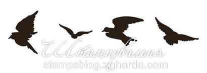 Акриловый штамп FA043 Птицы, набор из 4 штампов