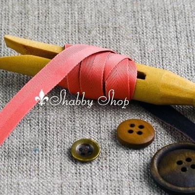 Стрічка American Crafts двостороння у ромбики, синьо - цегляна, ширина 9,5мм, 90 см