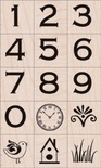 Набор резиновых штампов Hero Arts - Copperplate Number Set, на деревянном блоке, 15 штук