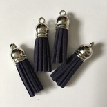 Подвеска - Кисточка из замши с серебристым наконечником, 35х10 мм, цвет темно-синий