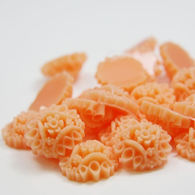 Кабашон "Квітка", колір помаранчевий, розмір 18 мм, 1 шт.