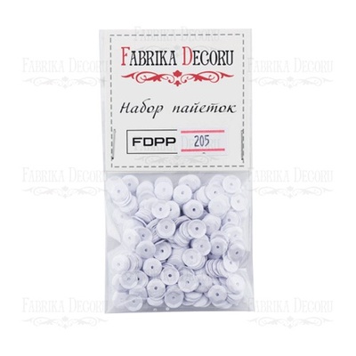 Набор пайеток - 205, размер 8 мм, кружочки, цвет белый, ТМ Фабрика Декора