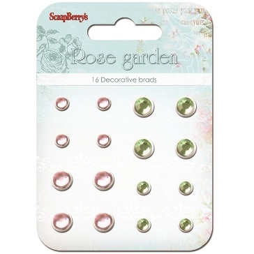 Набір кришталевих брадс "Троянди", зелений, рожевий, 16шт.