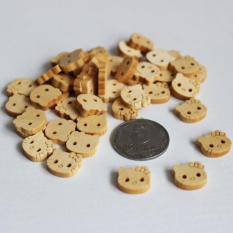 Деревʼяний ґудзик "Hello Kitty", 1 шт.