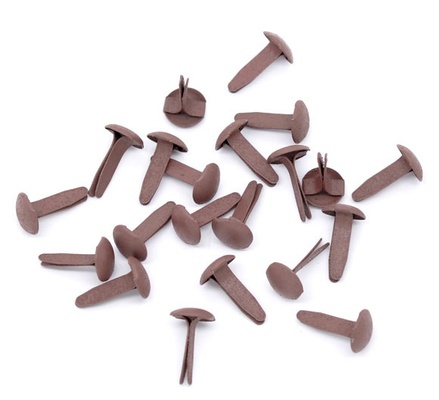 Брадсы "Круглая шляпка", диаметр 8мм, длина ножки 14мм, цвет кофейный, 20 шт.