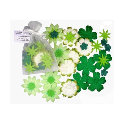 Декоративні паперові квіти, колір: зелений, 2 - 5см, 25шт.