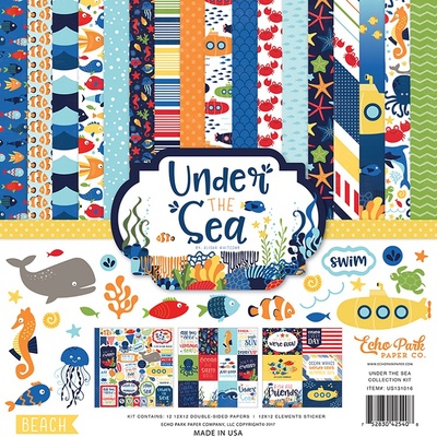 Набір паперу Echo Park - Under the the Sea, 30x30 см, 12 аркушів + 1 аркуш наліпок