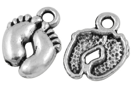Металева прикраса "Ніжки", античне срібло, розмір 14x10 мм, 1 шт