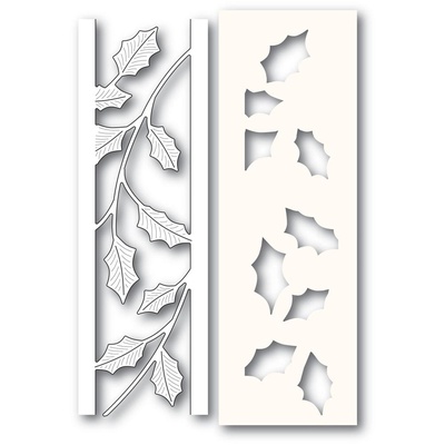Набір з ножа для вирубки і трафарета від Poppystamps - Holly Side Strips and Stencil