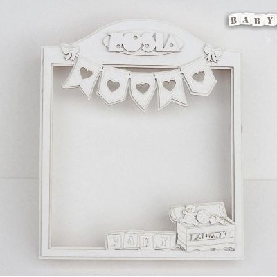 Заготовка з чіпборду Scrapiniec - об’ємна рамка (шадоу-бокс) МАЛЫШКА (РУС.), 15x15см