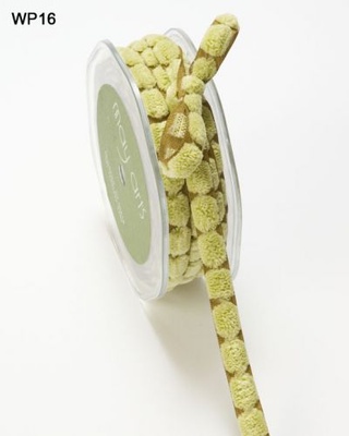 Стрічка CHENILLE/CENTER DOT, колір Olive/SAGE, ширина 9,5мм, довжина 90 см