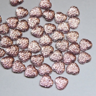 Кабашон у формі серця Heart, Pink, 10x4мм, колір рожевий, 10 шт.