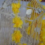 Стрічка з квітами із шифону, колір жовтий, 6 цвіт