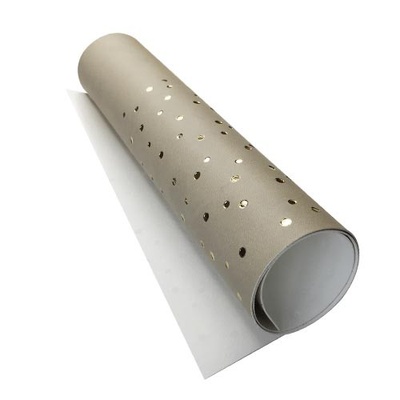 Відріз екошкіри з тисненням золотою фольгою Golden Drops Beige 50x25см, ТМ Фабрика Декору