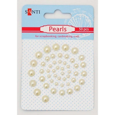 Набір перлин самоклейних, колірх шампанського, 50 шт., ТМ Santi