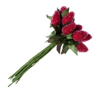 Ягодки красные, 13х1.5см, 1 связка, 12шт.