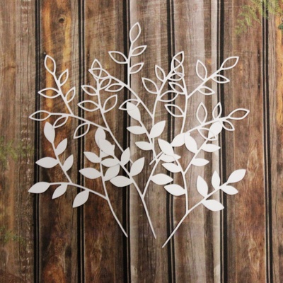 Вырубка из белого картона - набор веточек,  6 штук