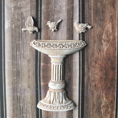 Набор гипсового декора с патинированием  от Е.В.A - Фонтан и 3 птички