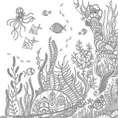 Книга-раскраска (антистресс, раскраска для взрослых) "Загублений океан" ("Затерянный океан"). Джоанна Басфорд. Арт.00113088