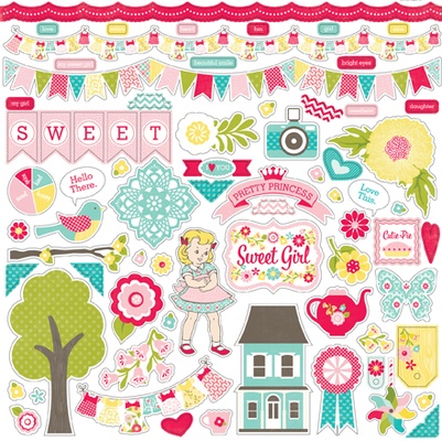 Набор наклеек от Echo Park - Sweet Girl Element Stickers, 30х30см