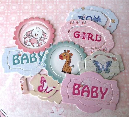 Кольоровий чіпборд-рамки від Євгенія Курдібановська ТМ - Baby Shower, 6 рамок + 6 вставок, арт.002205