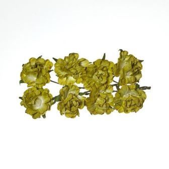 Троянди кучеряві, з паперу, зелені, 30 мм, 8 шт.