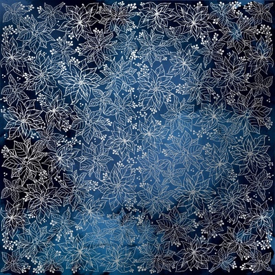Аркуш одностороннього паперу зі срібним тисненням, дизайн Silver Poinsettia Night garden, 30,5см х 30,5см, ТМ Фабрика Декору