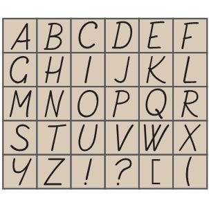 Набір гумових штампів Studio G - Алфавіт, великі 3 від руки вар.2, 30 штук, на деревʼяному блоці