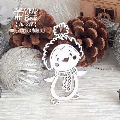 Чипборд ScrapBox - Пінгвіня в шапці і шарфику Hh-217