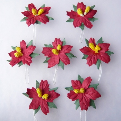 Пуансеттия, цвет красный, диаметр - 30-35мм, 1 шт.