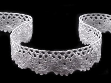 Бавовняне мереживо, білий колір, 25мм, 90см