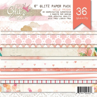 Набор бумаги от Glitz Design - Hello Friend - 15х15 см