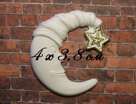 Гіпсовий декор від E.В.А - Місяць з золотою зіркою, 4x3,8 см