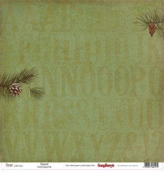 Бумага для скрапбукинга от ScrapBerry's - В лесу, Сосновый Бор, 30,5х30,5 см, 190 гр/м, двусторонняя