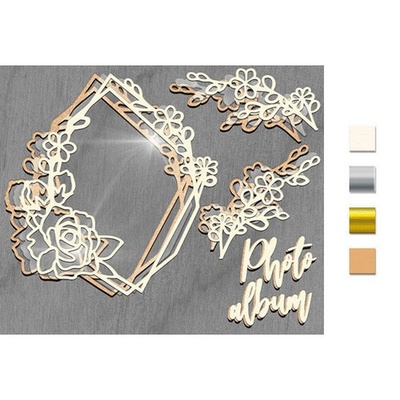 Заготовка мега шейкера Фігурна рамка з літаючим букетом, колір золото, ТМ Фабрика Декору