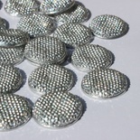 Кабашон зі стразами, колір срібло, 24х6мм, 1 шт.