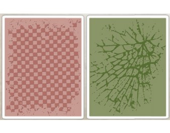 Папки для тиснения от Sizzix - Tim Holtz Alterations - Texture Fades Embossing Folders - Checkerboard Cracked Set