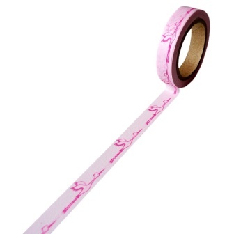 Паперовий скотч на клейовій основі, білий в пташках, 15мм х 10м