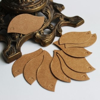 Крафт-тег листик, 5*3 см, крафт картон 380 мг, 10шт.