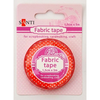 Лента текстильная самоклеющаяся Красный горох, 1,5см*5м, ТМ Santi