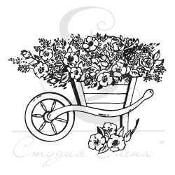 Штамп от Питерского Скрапклуба - Тележка С Цветами