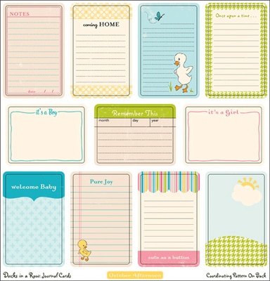 Карточки (высечки) для журналинга от October Afternoon - “Farm Fresh” Collection - Ducks Journal, 11 шт.