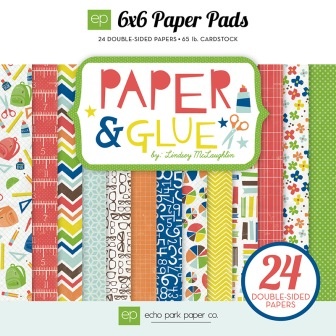 Набор бумаги двусторонней от Echo Park,  Paper & Glue, 15х15см.