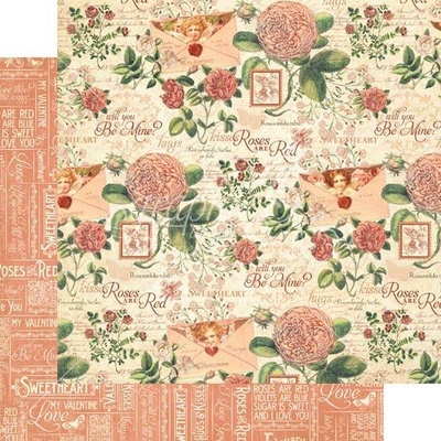 ЦЕНА СНИЖЕНА! Лист бумаги Graphic 45 - Time to Flourish - February Flourish, размер 30х30 см, двусторонняя