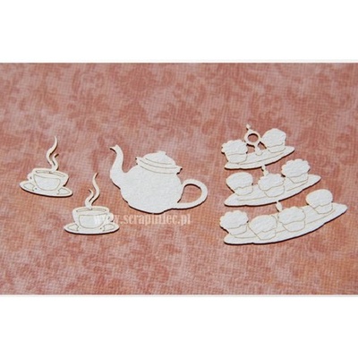 Чипборд Scrapiniec - Чайный набор, 4 элемента