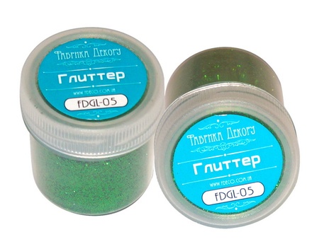 Глітер зелений 20 ml, сухий