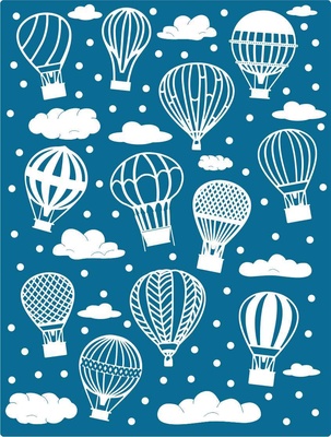 Пластина для эмбоссинга от Cheery Lynn Designs - Hot Air Balloons and Clouds Embossing Plate